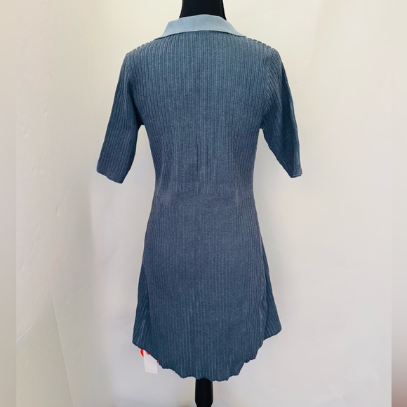 Cider Soft Knit Polo Solid Short Mini A-line Dress, Violet Blue, Size XL, NWT - Picture 4 of 13